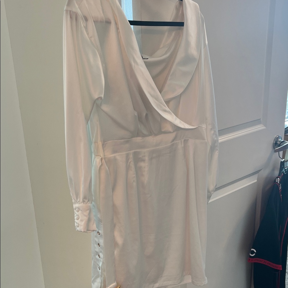 Fashion Nova White Draped Long Sleeve Dress the night we met mini dress